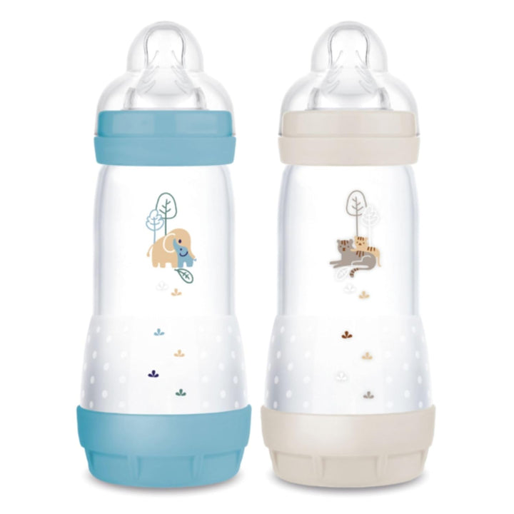 MAM Easy Start Anti-Colic Babyflasche, 4+ Monate, schneller Durchfluss (2 x 320 ml) Ocean + Sand – F