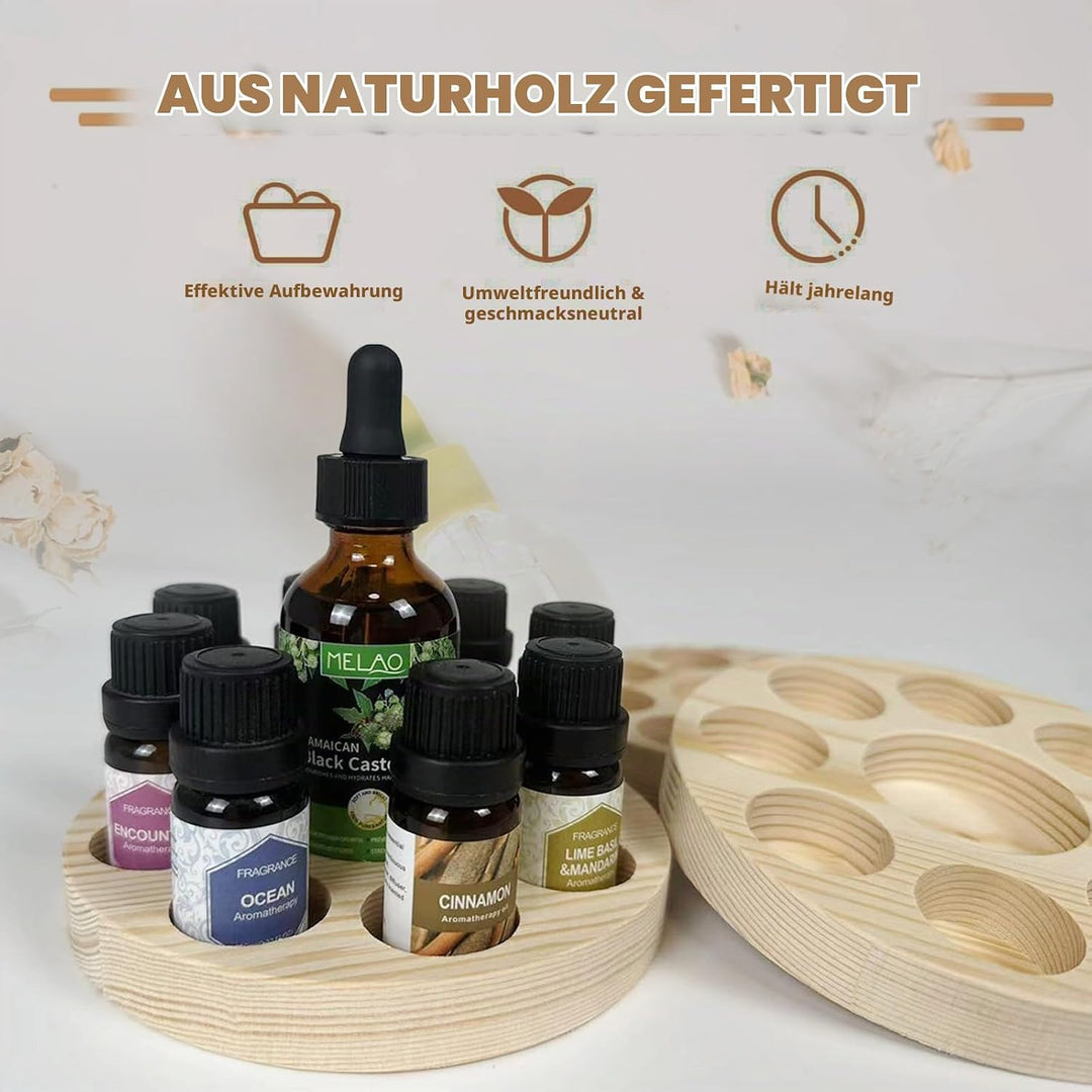 Honicemar 9 Loch Hölzern für Ätherisches Öl Display Ständer, Aromatherapie Öle Organizer – 4 Stück Ä