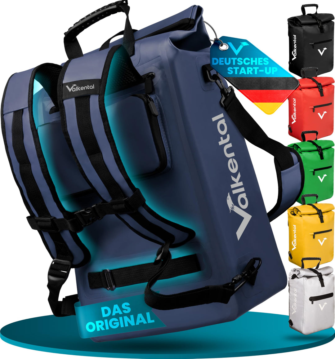 Valkental® 3in1 Fahrradtasche [Bis 25L] - Das Original - Geeignet als Gepäckträgertasche, Rucksack u