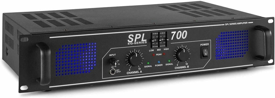 Skytec SPL 700 - Audioverstärker (2.0 Kanäle, 0,5%, 95 dB, 82 dB, 775 mV, 10000 Ohm)