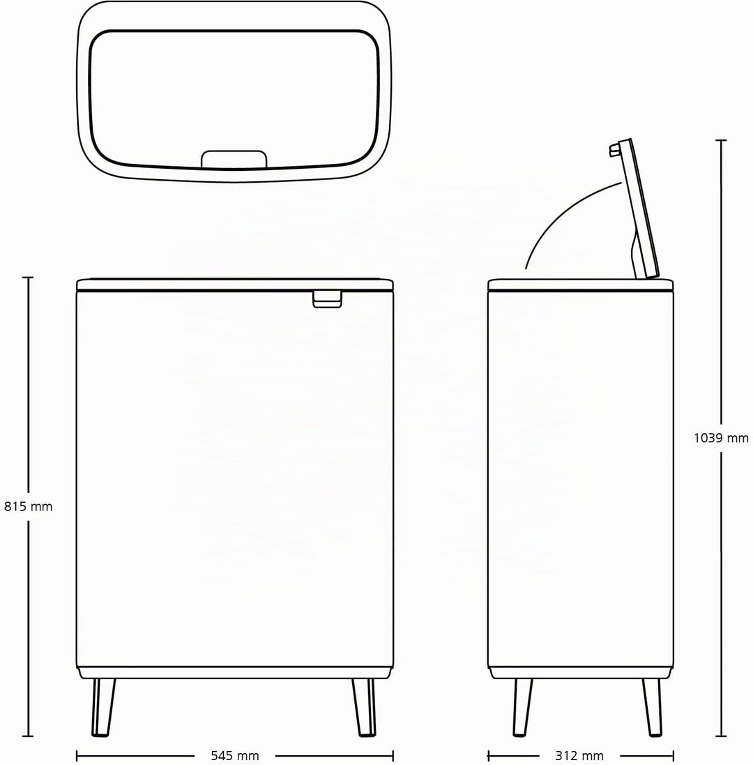 Brabantia Bo Touch Abfalleimer Hi Recycling 2 x 30L, Stahl matt gegen Fingerabdrücke