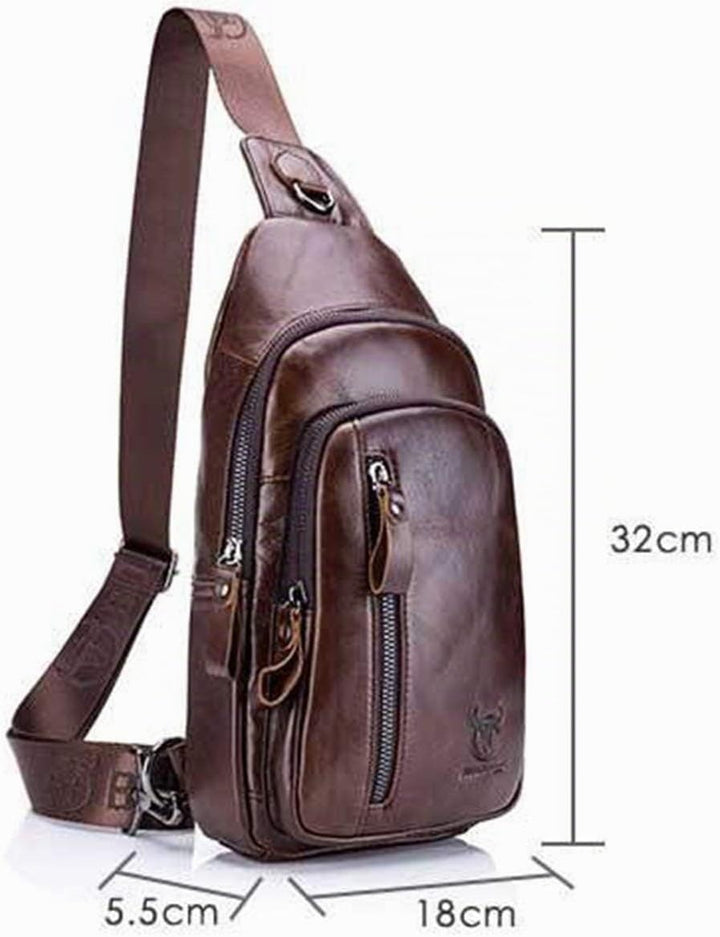 HARPIMER Brusttasche Leder Sling Rucksack Schultertasche Herren, Brusttasche Umhängetasche Schultert