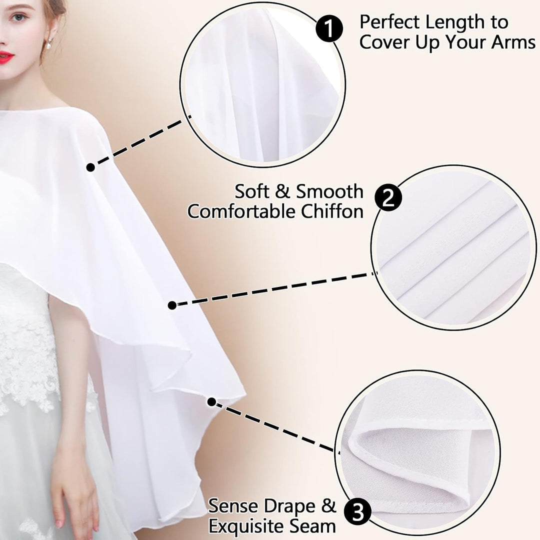 Ladiery Sheer Chiffon Capes Weiche Capelets für Frauen, leichte Tücher und Wraps für Abendpartykleid