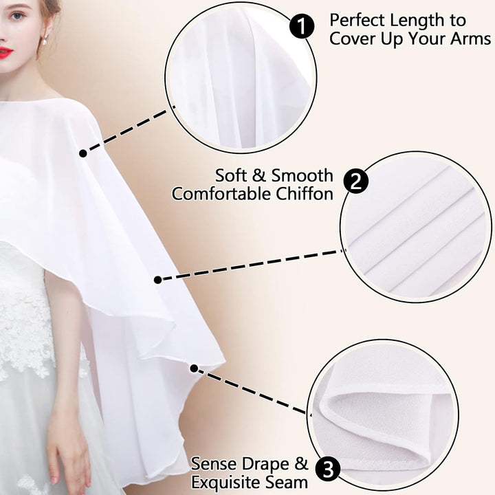 Ladiery Sheer Chiffon Capes Weiche Capelets für Frauen, leichte Tücher und Wraps für Abendpartykleid