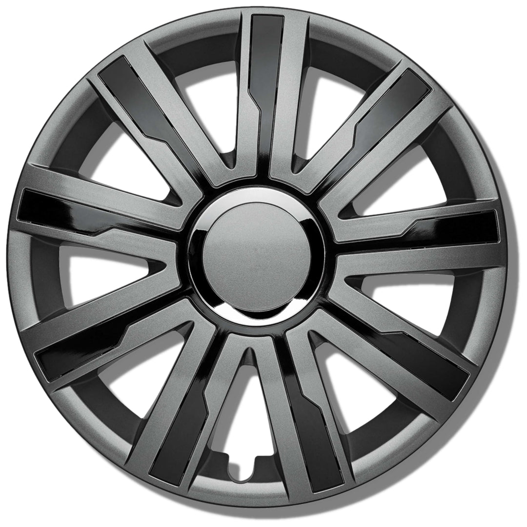 Albrecht 16 Zoll Radkappen schwarz/grau für Stahlfelgen - Mirage Radzierblenden aus hochwertigem Kun