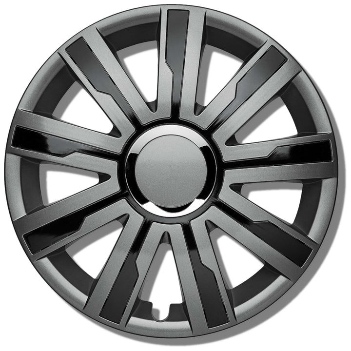 Albrecht 15 Zoll Radkappen schwarz/grau für Stahlfelgen - Mirage Radzierblenden aus hochwertigem Kun