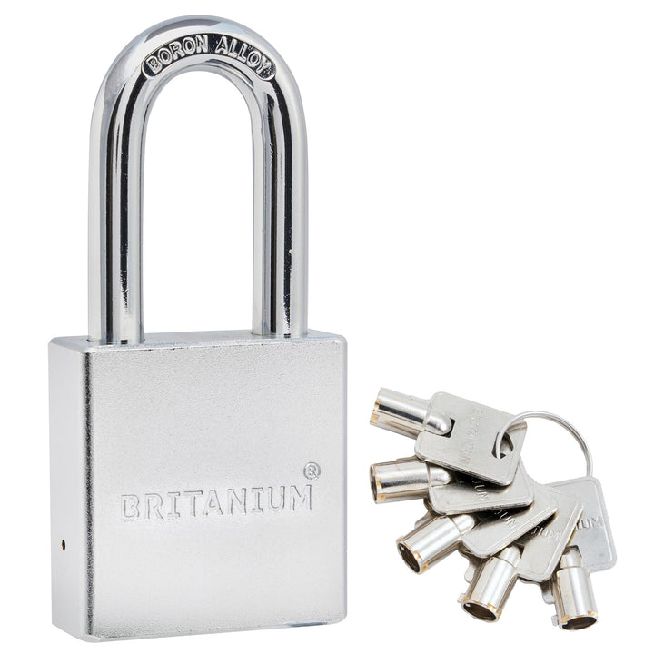 Britanium® SFE60 High Security Vorhängeschloss – Sicherheitsschloss aus verchromtem Stahl mit Boron-