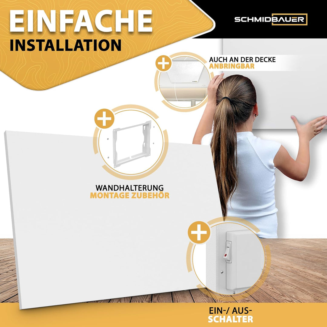 SCHMIDBAUER® Infrarotheizung Concept 450 Watt - inkl. Montagezubehör - Wand/Deckenhalterung - deutsc