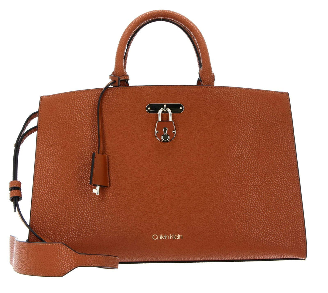 Calvin Klein Damen Handtasche Tasche Henkeltasche Business Tote Bag Braun