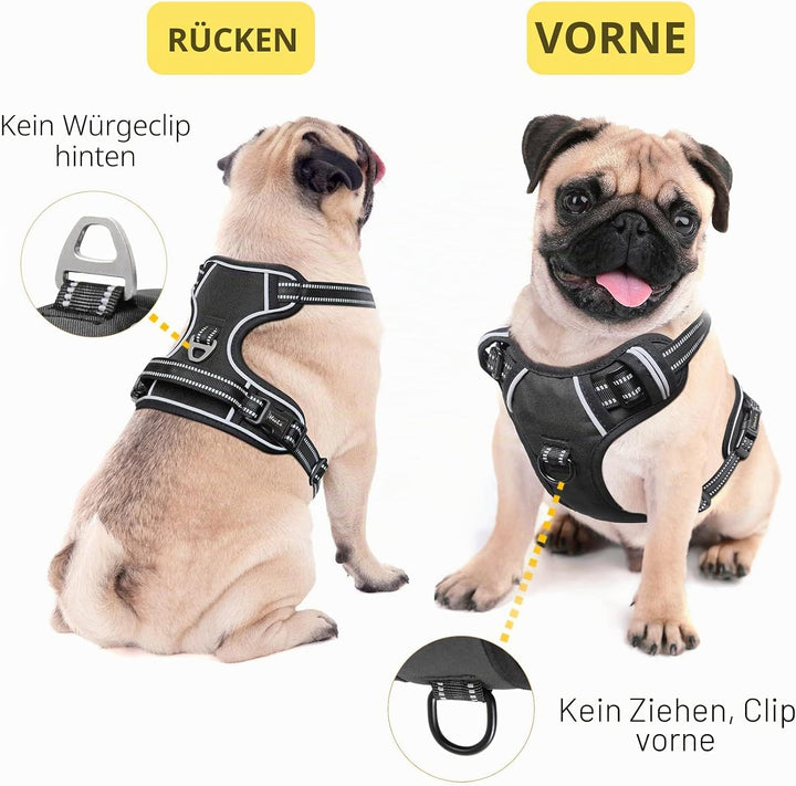 HEELE Hundegeschirr, No-Pull Hundegeschirr, Brustgeschirr für Mittelgrosse Hunde, Weich Atmungsaktiv