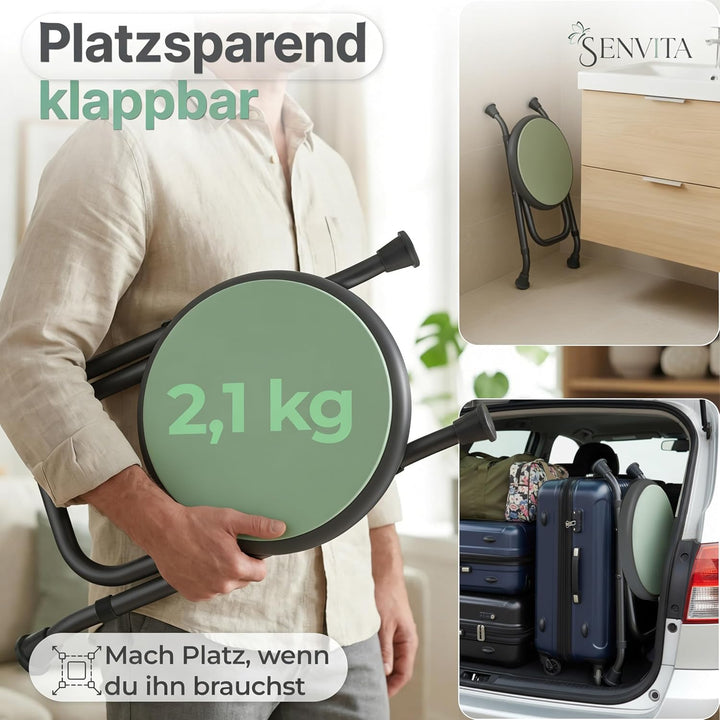 Duschhocker Klappbar, 360° Drehbar &amp; 160kg Belastbar | Duschstuhl für Senioren | Höhenverstellbare,