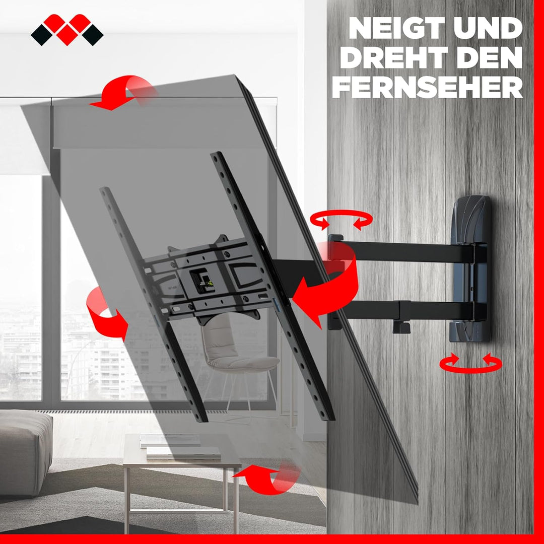 Meliconi Space System FULLMOTION 400, TV-Wandhalterung mit Arm und Doppelrotation, Wandhalterung für