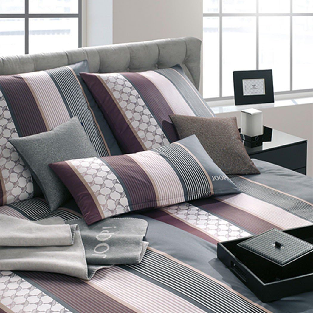 Joop! Bettwäsche Cornflower Stripe deep Wine 1 Bettbezug 155 x 200 cm + 1 Kissenbezug 80 x 80 cm, 15