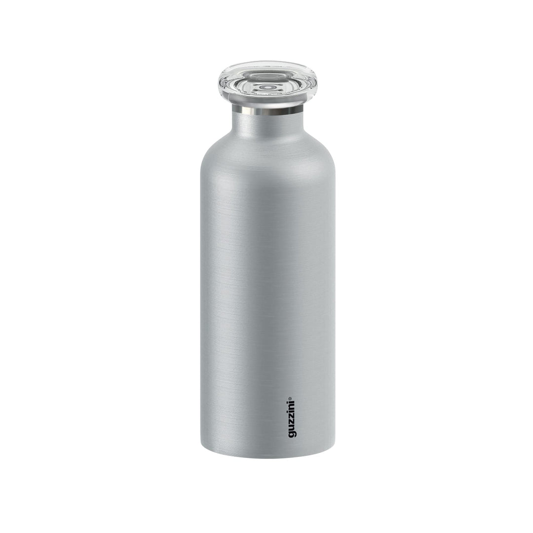 Guzzini - On The Go, ENERGY Thermosflasche, Trinkflasche Edelstahl - Silber, Ø 7,3x h21,2 cm | 500 c
