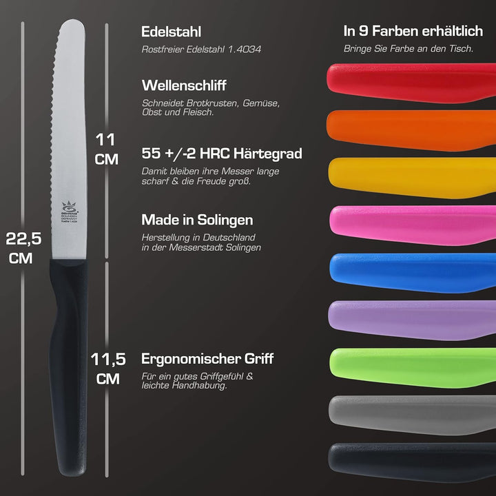 SOLINGEN| Frühstücksmesser Konfigurator- Wellenschliff, rostfreier Edelstahl | Made in Germany, eisg