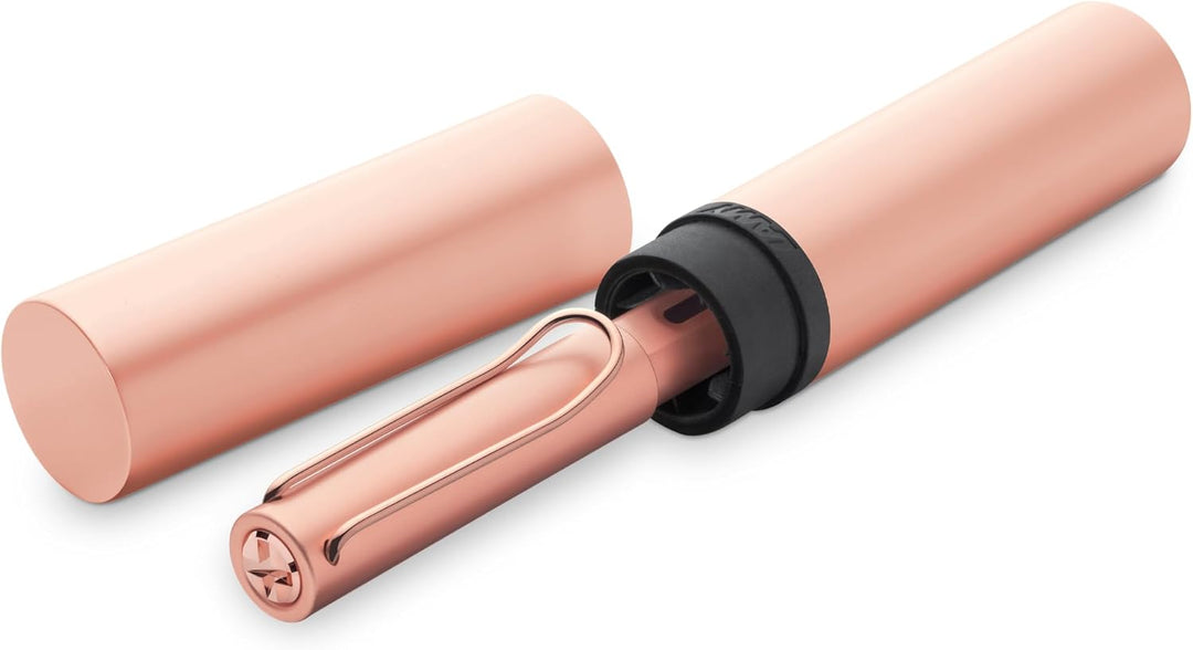 LAMY Lx Füllhalter 076 – Füller aus Aluminium in der Farbe Roségold mit transparentem Griffstück und