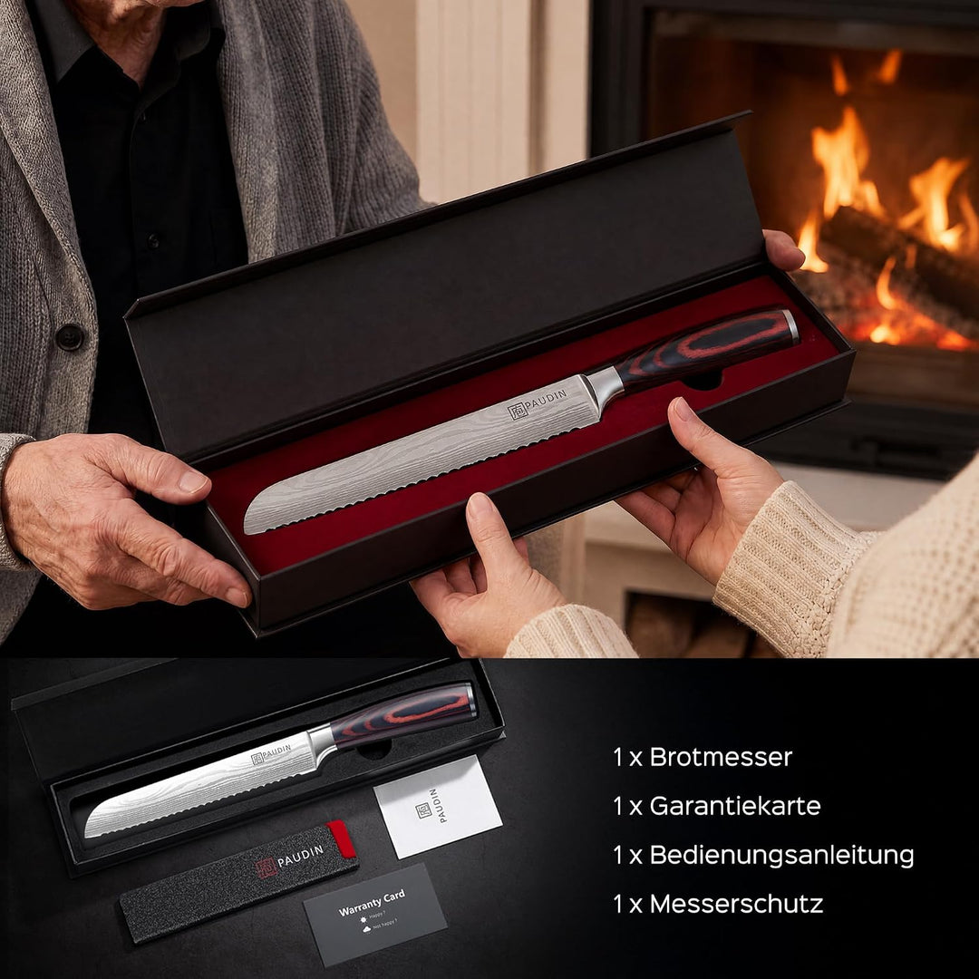 PAUDIN Profi 20cm Brotmesser mit Wellenschliff aus Hochwertigem Rostfreier Edelstahl, Extra Scharfe