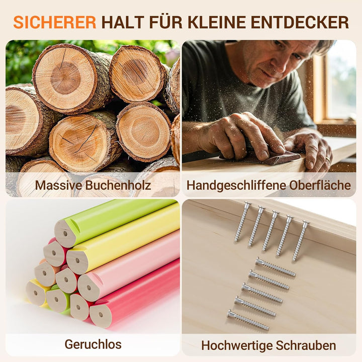 COSYLAND 8-in-1 Montessori Klettergerüst Indoor ab 1 Jahr – Kletterdreieck mit Rutsche, Kletterbogen