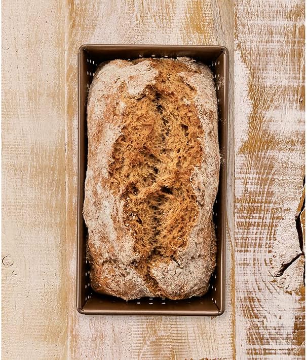Birkmann, Laib & Seele, perforierte Brotbackform, 20 cm, Backform für kleine Brote, aus bronzefarben