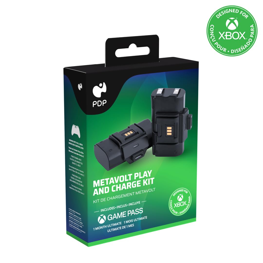 PDP Gaming Play and Charge Kit für Xbox Series X/S, Xbox One: schwarz, 20 hour battery life, 10 foot