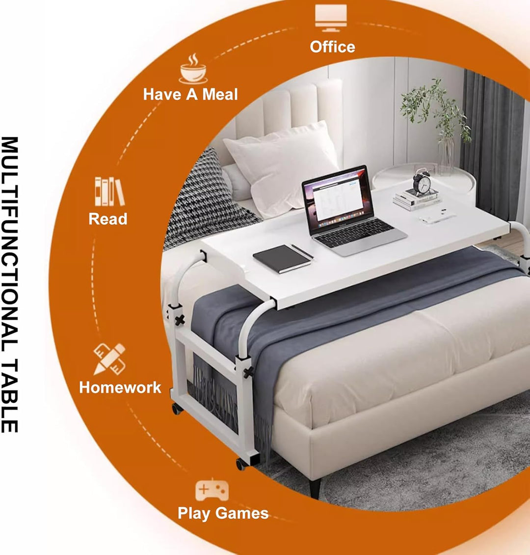 GXQFC Überbetttisch mit Rollen, Pflegetisch auf Rollen Höhenverstellbar Schreibtisch PC Tisch über B