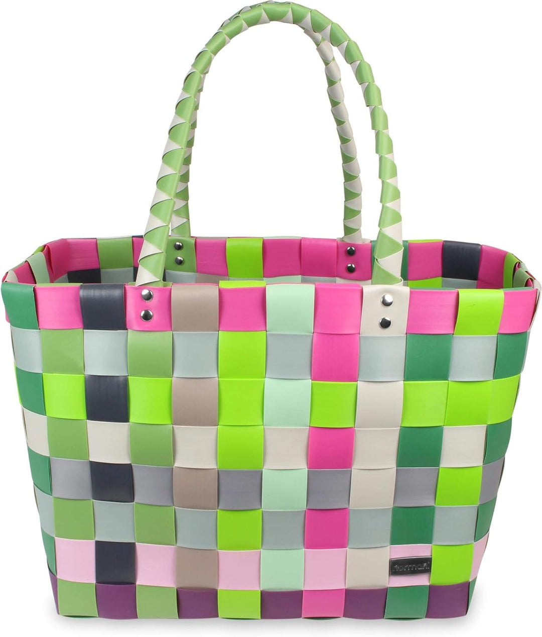 normani Einkaufskorb Shopper geflochten aus Kunststoff - robuster Strandkorb aus wasserabweisendem M