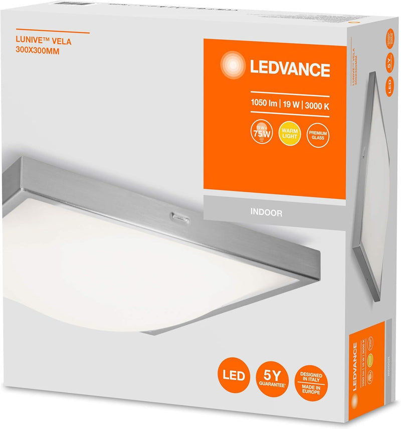 LEDVANCE LED Wand- und Deckenleuchte, Leuchte für Innenanwendungen, Warmweiss, 305,0 mm x 305,0 mm x