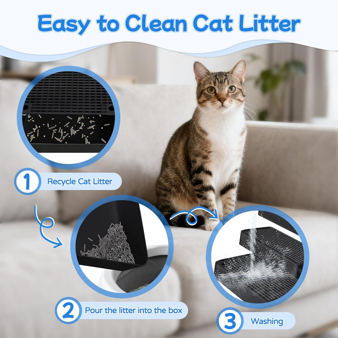Verstellbare 3-stufige Katzentoilettenrampe, Katzen Treppen & Stufen mit Filterfunktion, leicht zu r