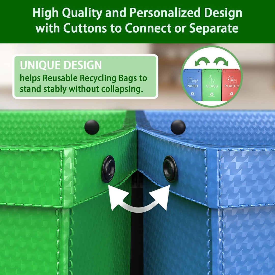 KAOHONG Mülltrennsystem Taschen 3 Fächer für Plastik, Glas, Papier Perfekt als Mülltrenner, Pfandfla