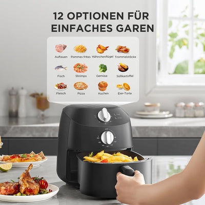 Midea Heissluftfritteuse 2L,1150W Airfryer, Frittieren ohne Öl, Heissluft Fritteusen, Automatische A