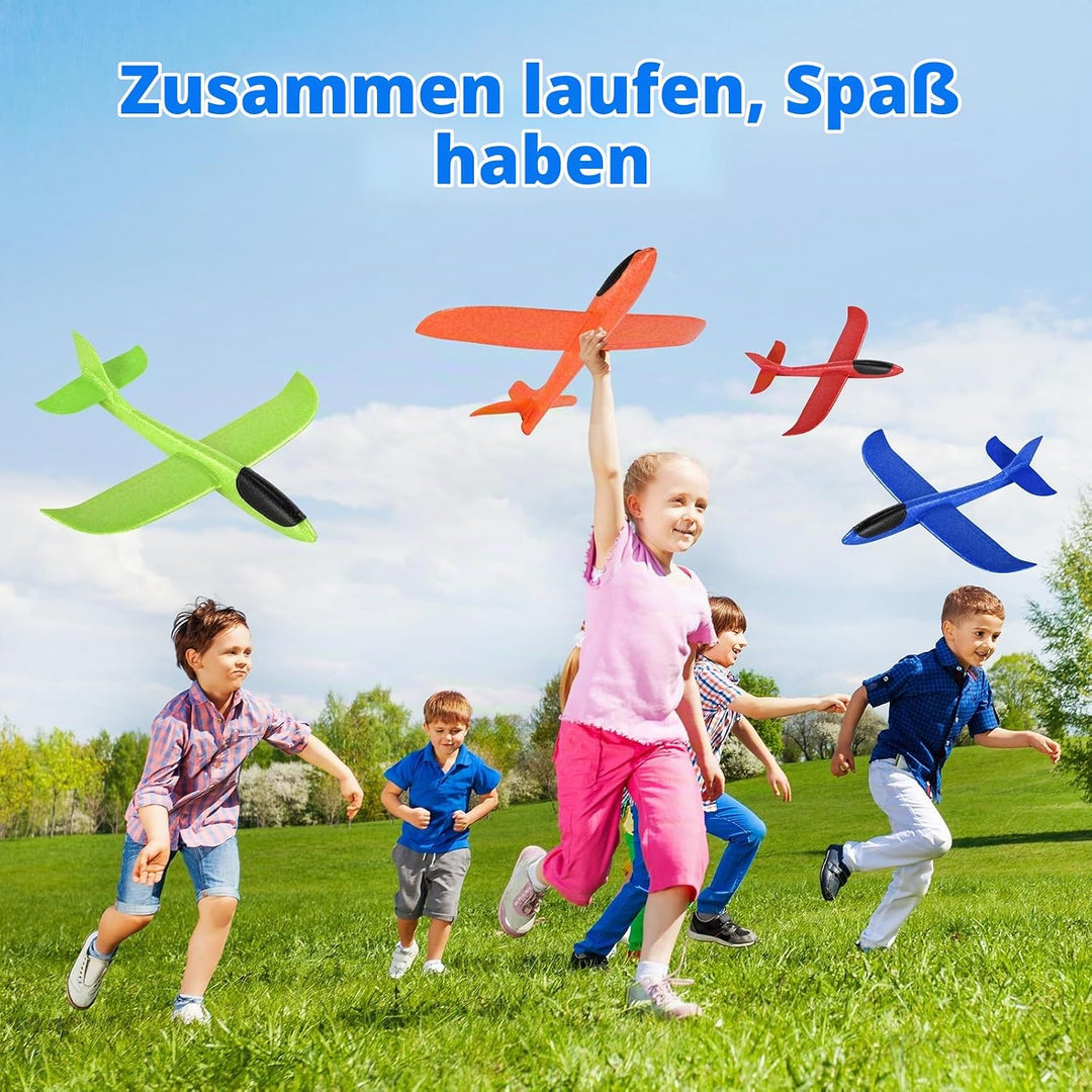 Hoiloie XXL 4 Stücke 44cm Styroporflieger Kinder,Flieger Styropor Flugzeug Styropor Kinder,Wurfgleit