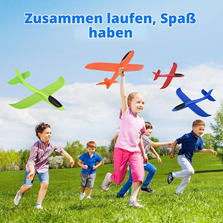 Hoiloie XXL 4 Stücke 44cm Styroporflieger Kinder,Flieger Styropor Flugzeug Styropor Kinder,Wurfgleit