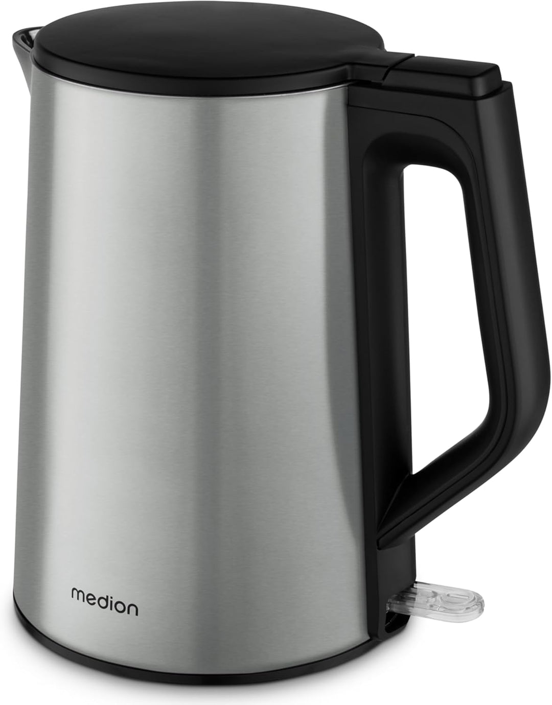 MEDION Wasserkocher Edelstahl (1,5 Liter, 2.200 Watt, 360° Basis, Warmhaltefunktion, LED Betriebsanz