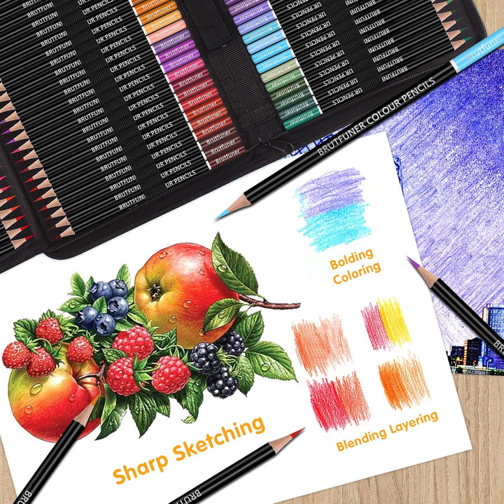Melifluo 72 Buntstifte Set, Buntstifte 1 Malbuch,Tragbarer Premium-Reissverschlusstasche. Bundstifte