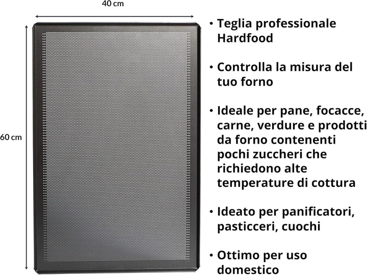 Antihaftbeschichtete Alu-Backform gelocht, 60 x 40 mit professioneller Hardfood Beschichtung Ø 2 mm