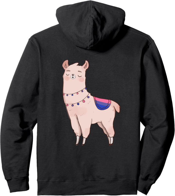 Bisexual Llama Cute Animal LGBTQ Alpaka Bi Pride Flag Pullover Hoodie