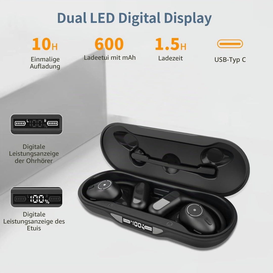 BANIGIPA Open Ear Kopfhörer mit abnehmbarem Mikrofon, True Wireless Earbuds mit DSP Geräuschunterdrü