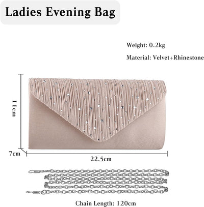 CORIOS Damen Abendtasche Glitter Strass Clutch Tasche Envelope Henkeltasche Glänzend Umhängetasche G