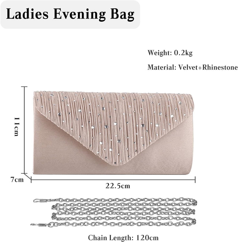 CORIOS Damen Abendtasche Glitter Strass Clutch Tasche Envelope Henkeltasche Glänzend Umhängetasche G