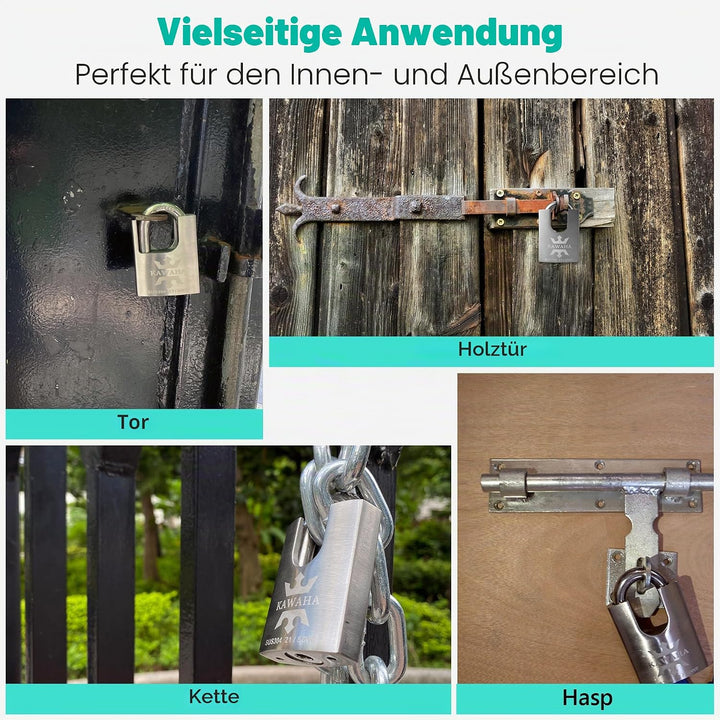 Hochsicherheits-Vorhängeschlösser aus Edelstahl 21/60-4PS mit Edelstahlschlüssel für den Innen- und