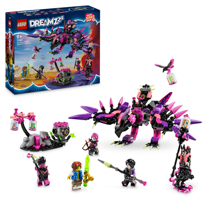 LEGO DREAMZzz 3-in-1 Die Albtraumkreaturen der Nimmerhexe, magisches Kinderspielzeug, baubarer Kesse