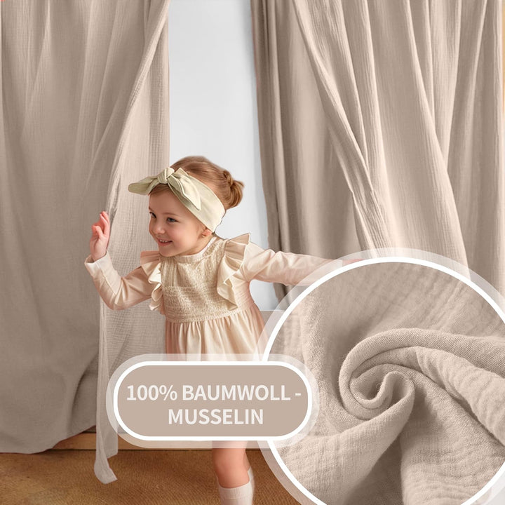 iLuane Hausbett Himmel Deko - 3PCS Betthimmel Hausbett Set, 100% Baumwolle Musselin Vorhang - Hausbe