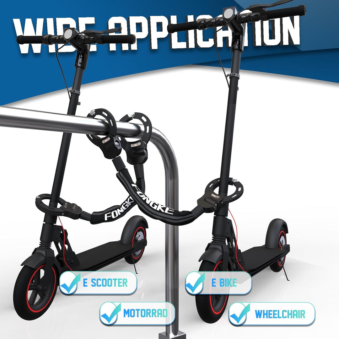 E Scooter Schloss, 8mm Dicke Kettenschloss, Tragbarkeit Schloss für E Scooter, Handschellenschloss,