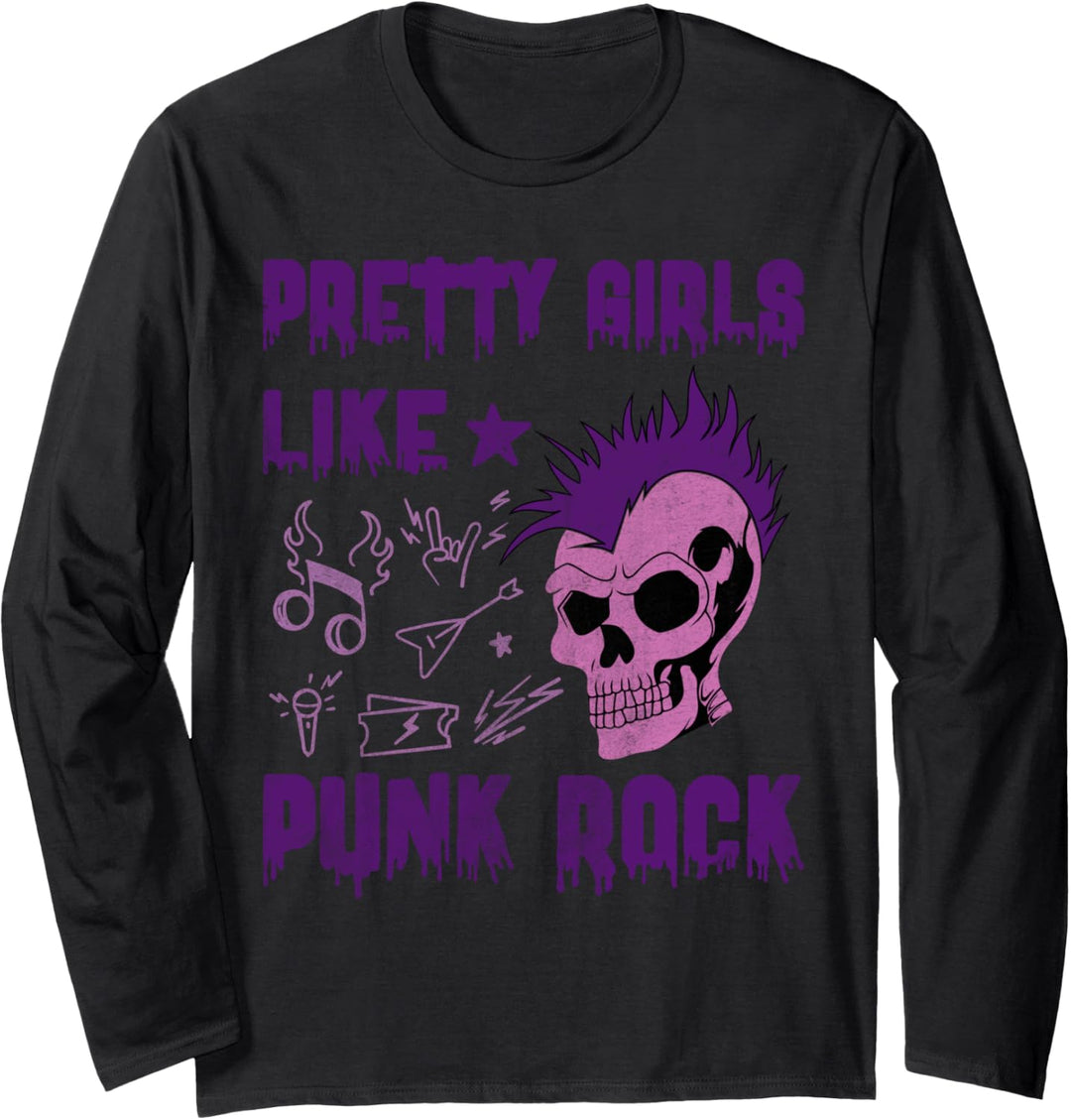 Hübsche Mädchen mögen Punkrock Punk Girl Langarmshirt