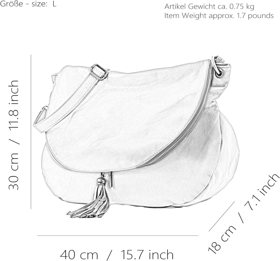 modamoda de - T40 - ital Schultertasche Umhängetasche Nappaleder Senfgelb/Leder, Senfgelb/Leder