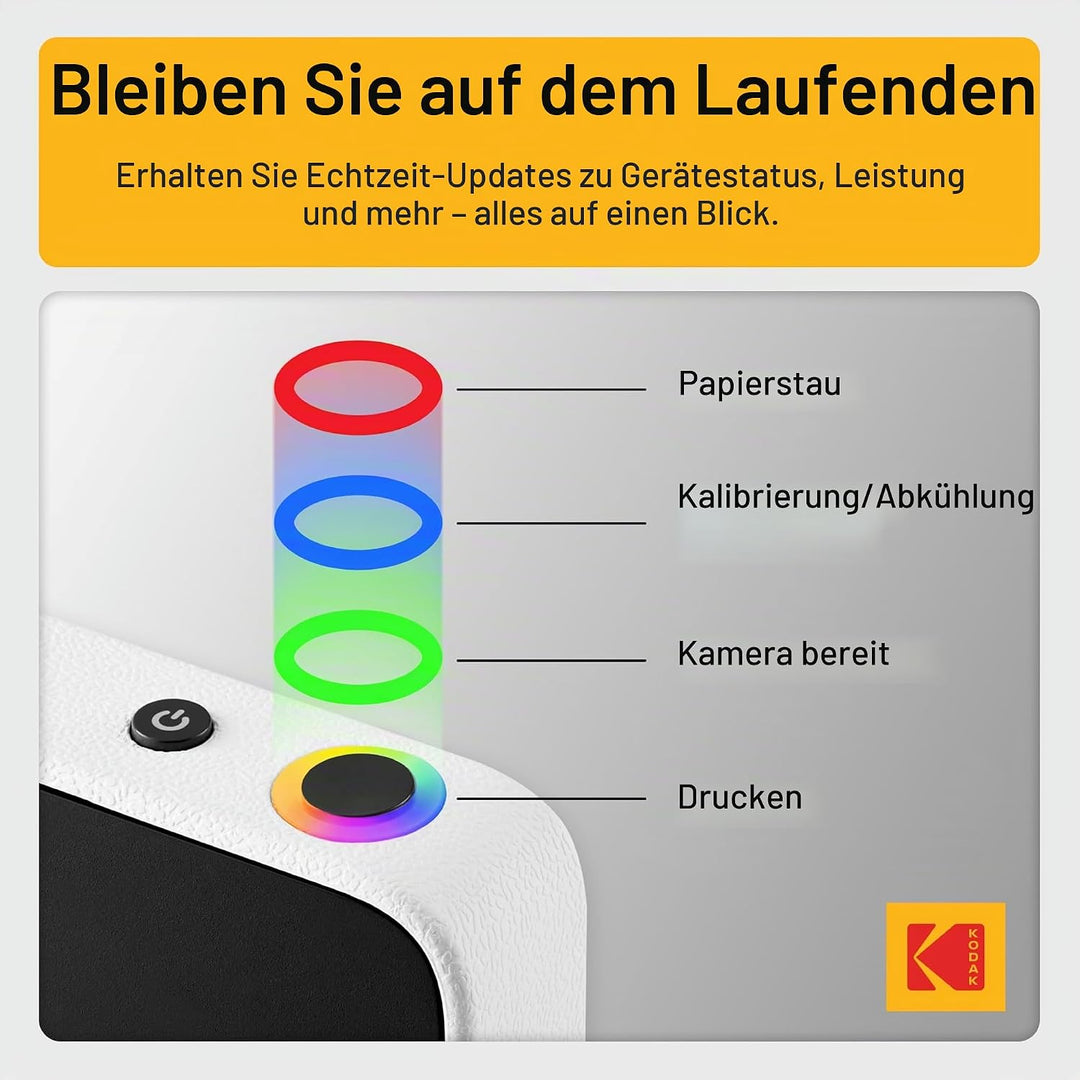 Kodak Printomatic+ Sofortbild Digitalkamera 10MP mit RGB LED, druckt Vollfarb-Fotos auf Zink 2x3” Pa