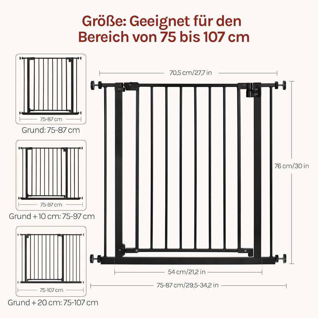 WOLTU Treppenschutzgitter, Türschutzgitter, Absperrgitter, Türgitter, 75-87 cm, mit/ohne Bohren, Aut