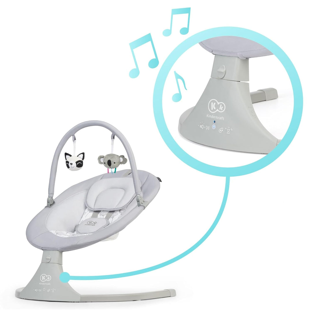 Kinderkraft Elektrische Babywippe 2 in 1 LULI, Babyschaukel, Babyliege, mit Spielbogen, 12 Melodien