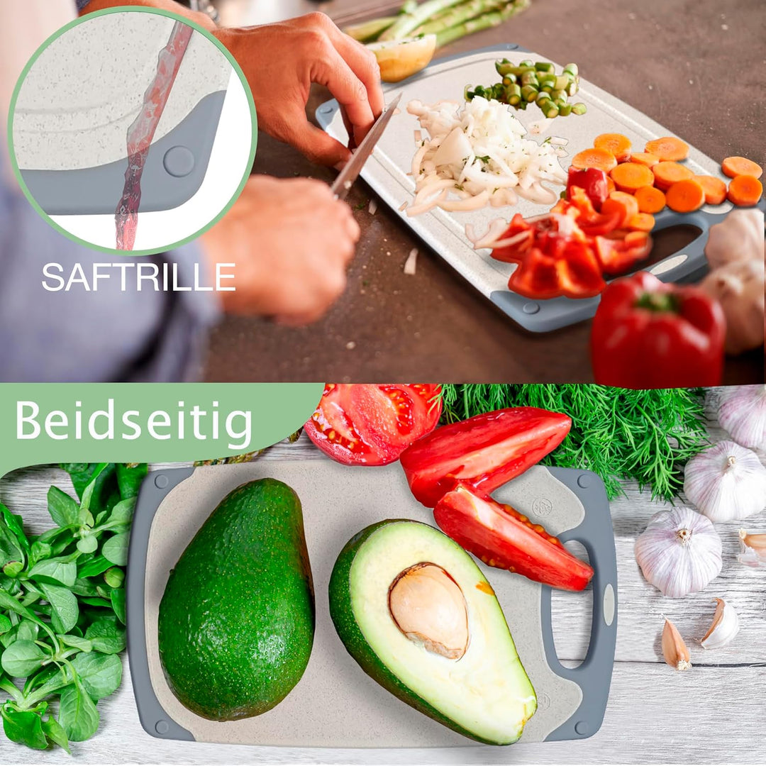 KPYTO Frühstücksbrettchen 6er Set + 1 Brettchen gratis, 25 x 15 cm, Schneidebrett Set, beidseitig, r