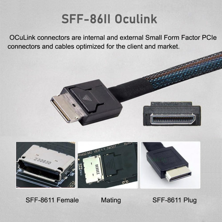 CY Karte 2280 PCI-E4.0 M.2 M-Key zu Oculink SFF-8612 SFF-8611 Vertikaler Hostadapter für NVME U.2 SS